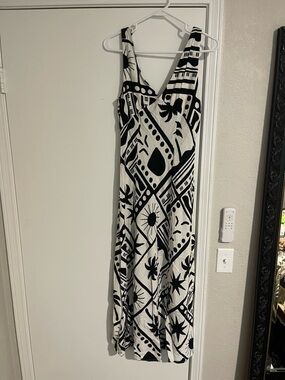 Paper Heart Anthropologie Black and White Linen Sleeveless Maxi Dress